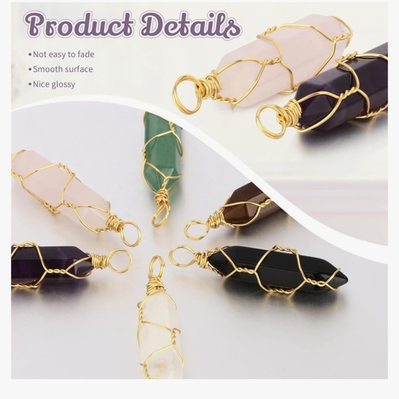 Set of 6 Wire Wrapped Chakra Energy Healing Pendants NWT - Picture 6 of 6